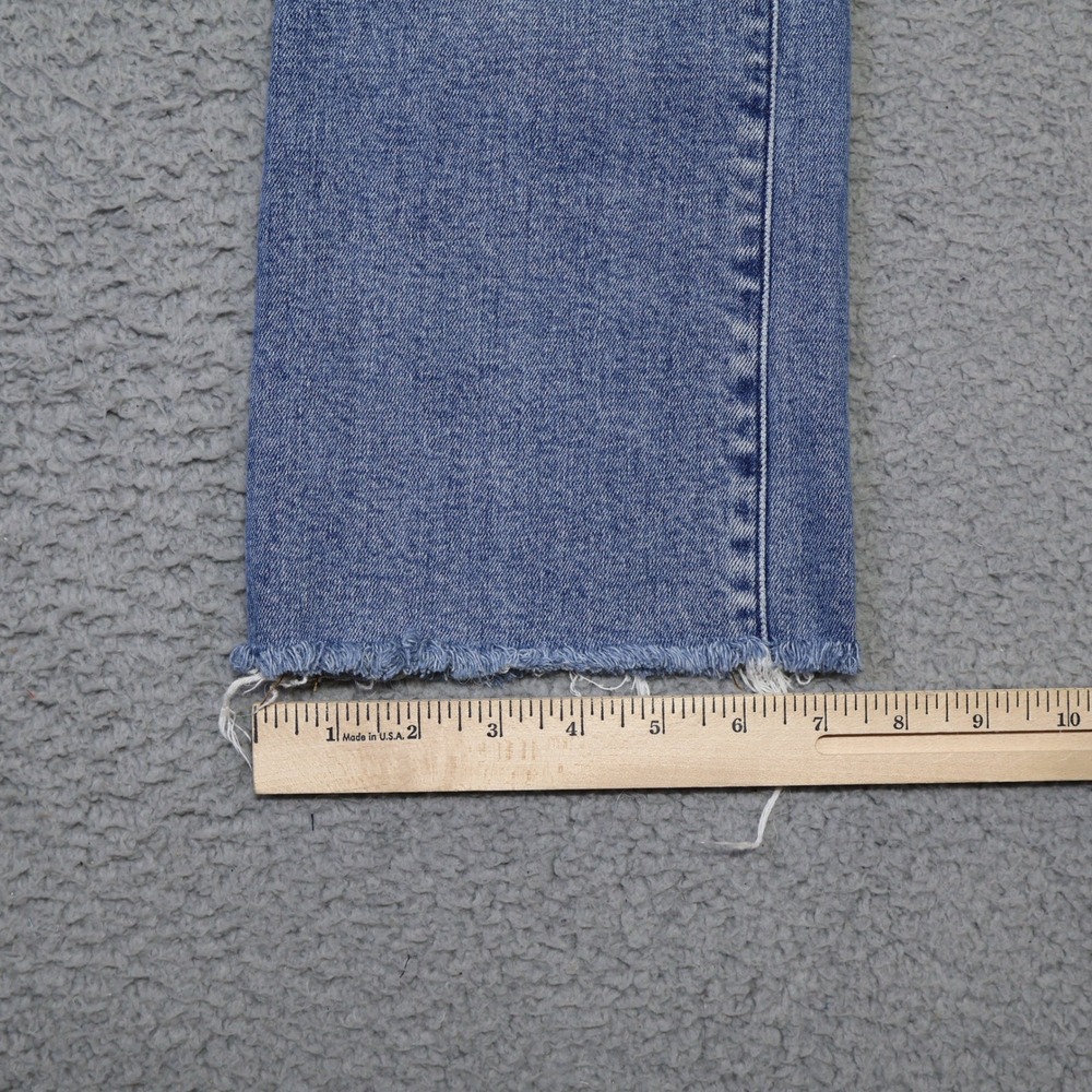 Madewell Mid-Rise Kick Out Jeans Blue Raw Hem Cropped Flare Denim 27 - Picture 8 of 11